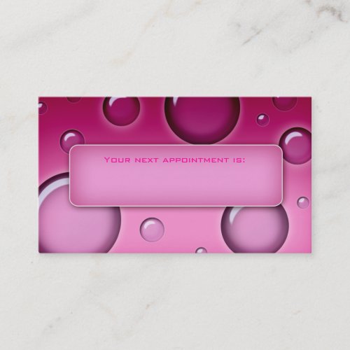Bubbles Salon Spa Appointment Card pink Business Card