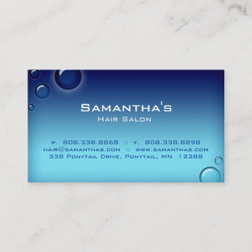 Bubbles Salon Spa Business Card blue