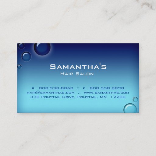 Customizable Bubbles Salon Spa Business Card blue