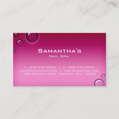 Bubbles Salon Spa Business Card pink