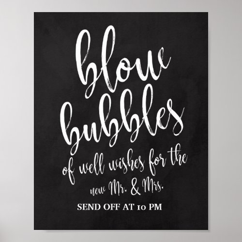 Bubbles Send Off Chalkboard 8x10 Wedding Sign