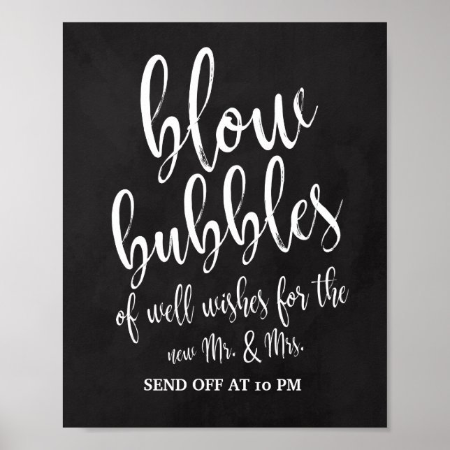 Bubbles Send Off Chalkboard 8x10 Wedding Sign (Front)