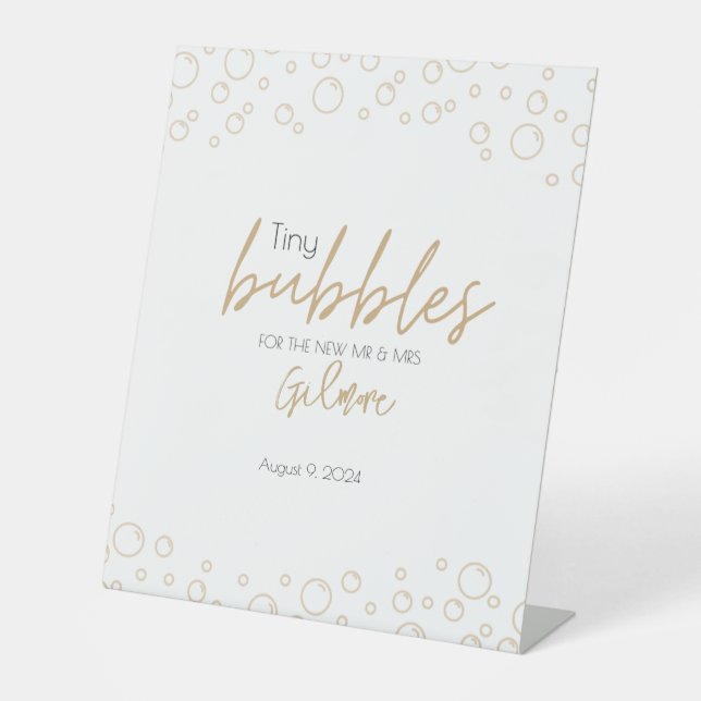 Bubbles Send Off Gold and Black Wedding Pedestal Sign (Front)