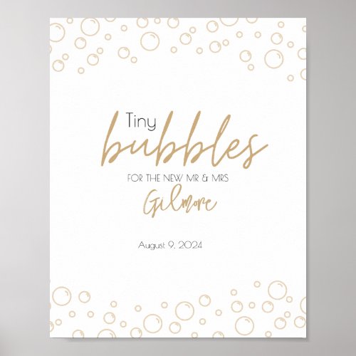 Bubbles Send Off Gold  Black Wedding Poster Print