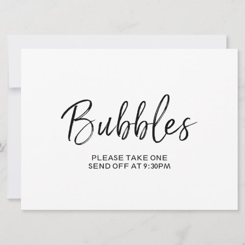 Bubbles Send Off  Sign  Stylish Hand Lettered Invitation