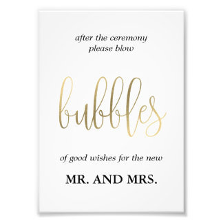 Bubbles Sendoff Sign Choose Your Size Faux Gold