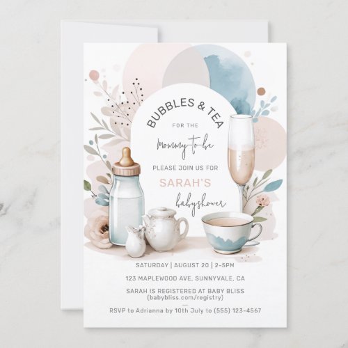 Bubbles  Tea Baby Shower Invitation for Mom to be