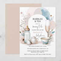 Bubbles & Tea Baby Shower Invitation for Mom to be