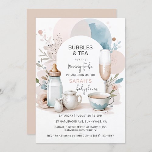 Bubbles  Tea Baby Shower Invitation for Mom to be