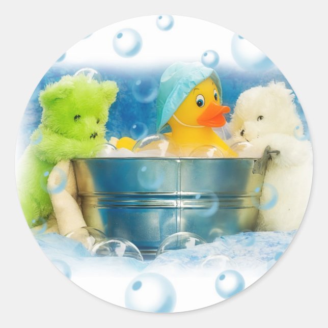 Bubbles teddy bears classic round sticker (Front)