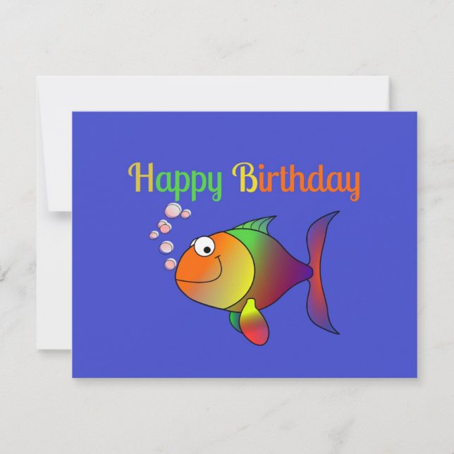 Bubbles the Fish, cute and colorful, Card (Front)