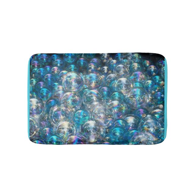 Bubbles Tiny Blue Bubbles Bath Mat Custom Colors (Front)