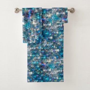 Bubbles Tiny Bubbles Bath Towel Set Blue Aqua by Frasure_Studios at Zazzle
