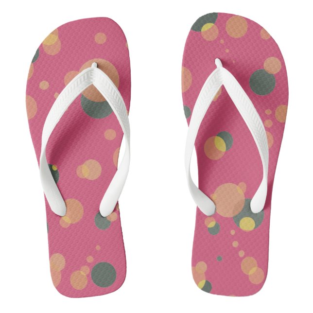 BUBBLES Universe Pink on Custom Color Flip Flops (Footbed)