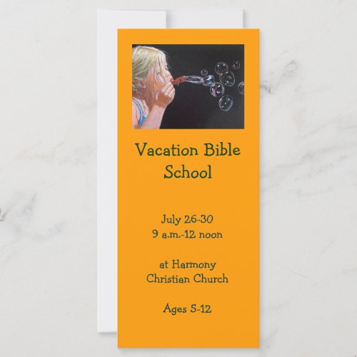 BUBBLES VACATION BIBLE SCHOOL INVITATION CARDS