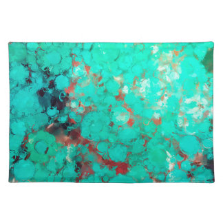 Bubblicious XIII Teal Green Brown Abstract Placemat