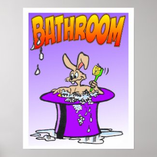 Bubbling Bunny Bathroom Poster
