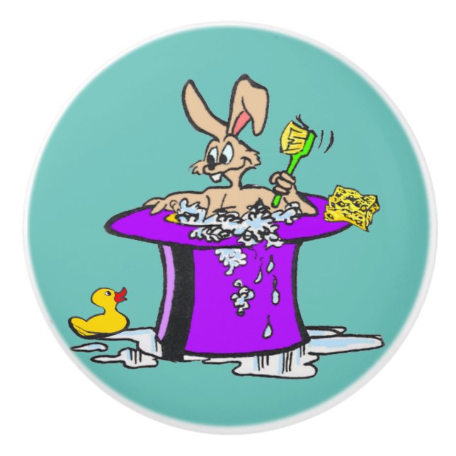 Bubbling Bunny Customizable Ceramic Pull (Front)