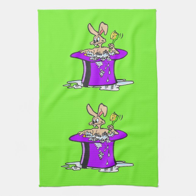 Bubbling Bunny Kitchen Towel Customizable (Vertical)