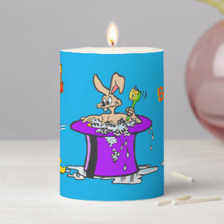 Bubbling Bunny Pillar Candle Turquoise with Ducks