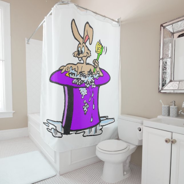 Bubbling Bunny Shower Curtain Customizable (In Situ)
