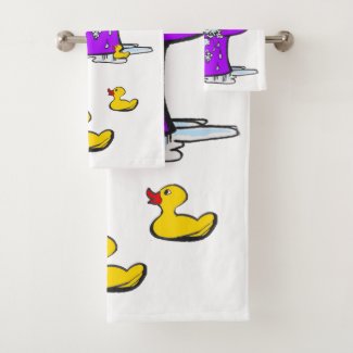 Bubbling Bunny with Ducks Cartoon Bath Towel Set