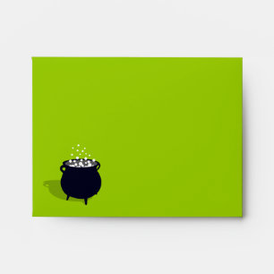 Bubbling cauldron brew black green Halloween fun Envelope