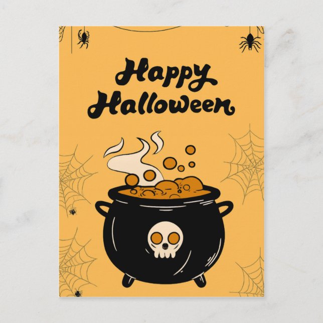 Bubbling Cauldron Halloween Card – Spooky Eyeballs (Front)
