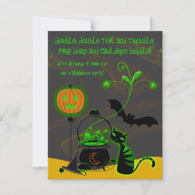 Bubbling Cauldron Halloween Party Invitation (Front)