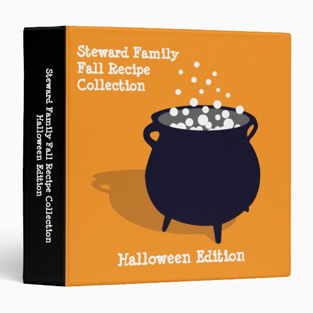 Bubbling cauldron potion orange Halloween recipe Binder (Front/Spine)