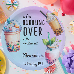 Bubbling over with excitment bobba tea birthday paper plates
