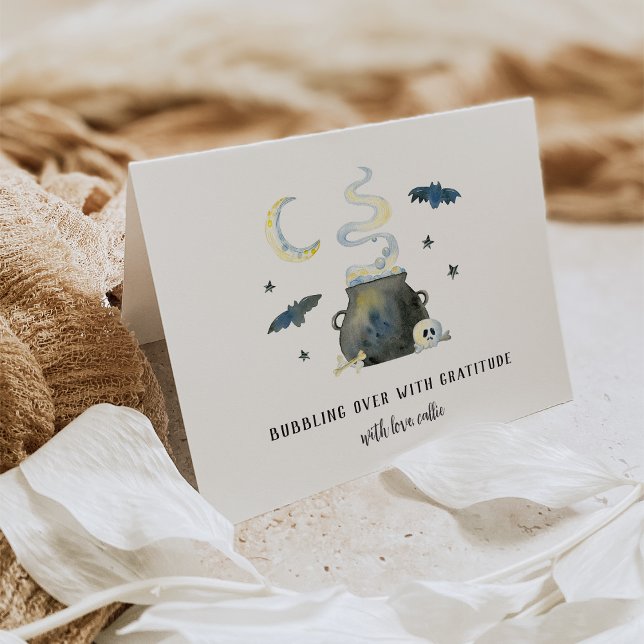 Bubbling Over With Gratitude Halloween Baby Shower Thank You Card (Creator Uploaded)