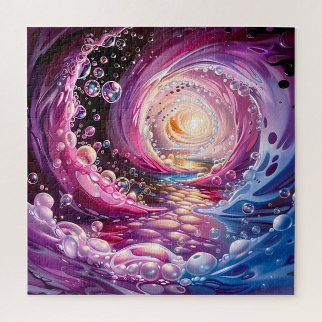 Bubbling Vortex In Pink, Blue, and Purple Jigsaw Puzzle (Vertical)