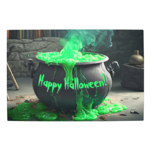 Bubbling Witch's Cauldron Halloween Metal Print
