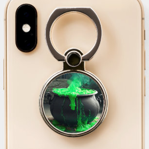 Bubbling Witch's Cauldron Halloween Phone Ring Stand