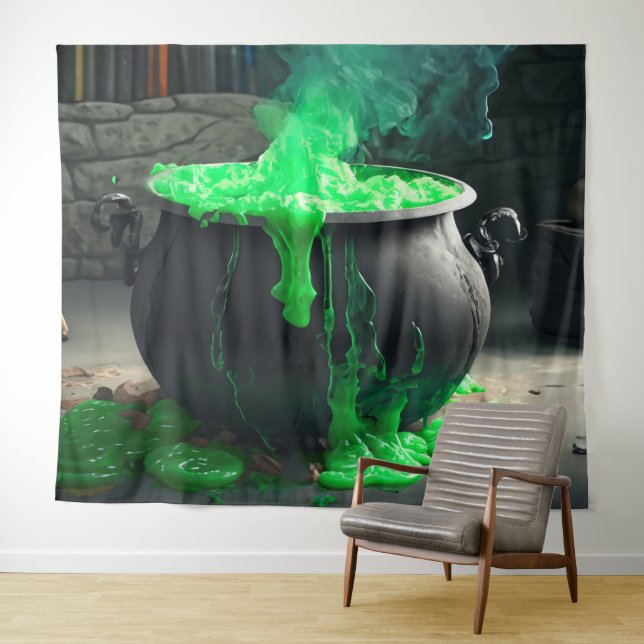 Bubbling Witch's Cauldron Halloween Photo Backdrop (In Situ (Horizontal))