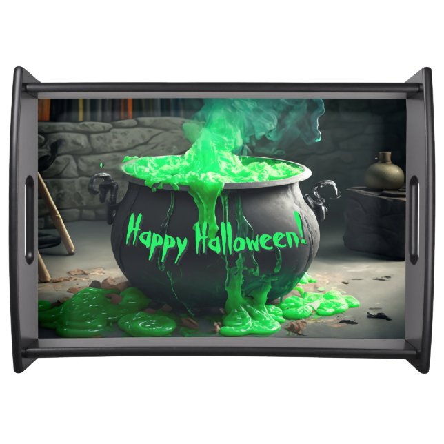 Bubbling Witch's Cauldron Halloween Serving Tray (Front)