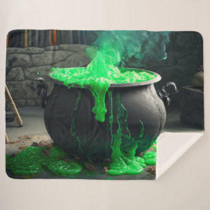 Bubbling Witch's Cauldron Halloween Sherpa Blanket