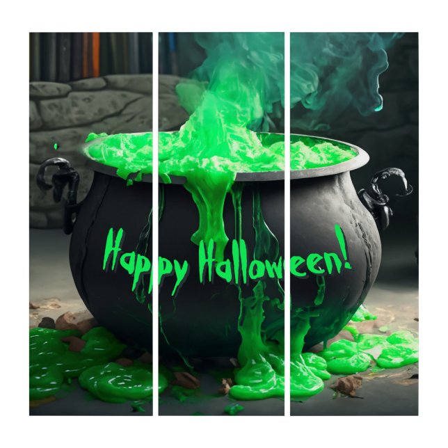 Bubbling Witch's Cauldron Halloween Triptych (Front)