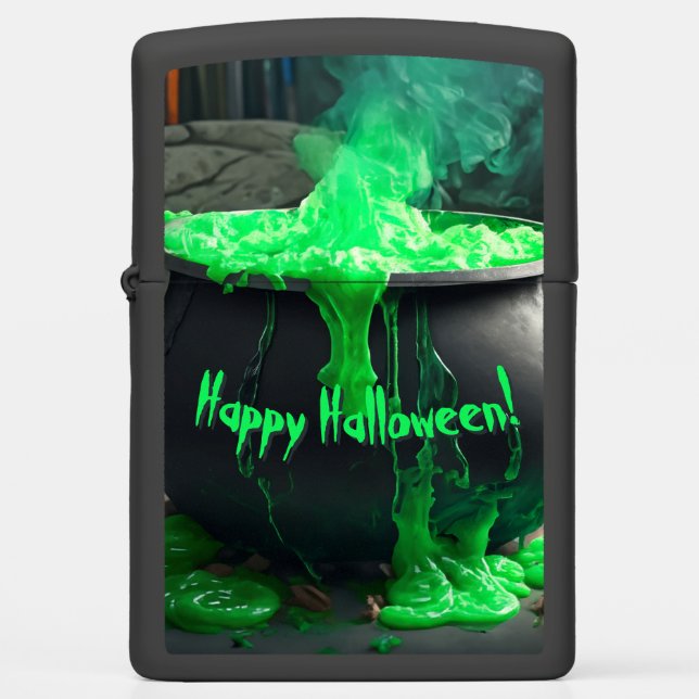 Bubbling Witch's Cauldron Halloween Zippo Lighter (Front)