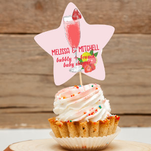 Bubbly and brunch baby shower cupcake toppers star sticker