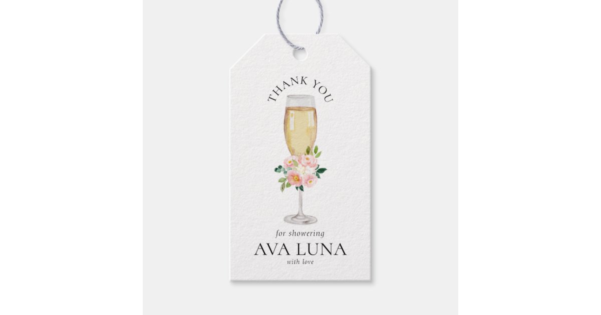 Bubbly and Brunch Bridal Shower Gift Tags | Zazzle