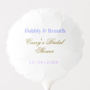 Bubbly and brunch bridal shower name date purple g balloon