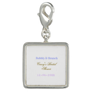 Bubbly and brunch bridal shower name date purple g charm