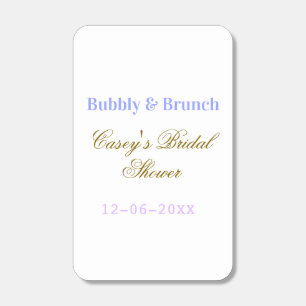 Bubbly and brunch bridal shower name date purple g matchboxes