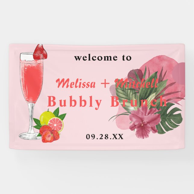 Bubbly and brunch mimosa champagne welcome banner (Horizontal)