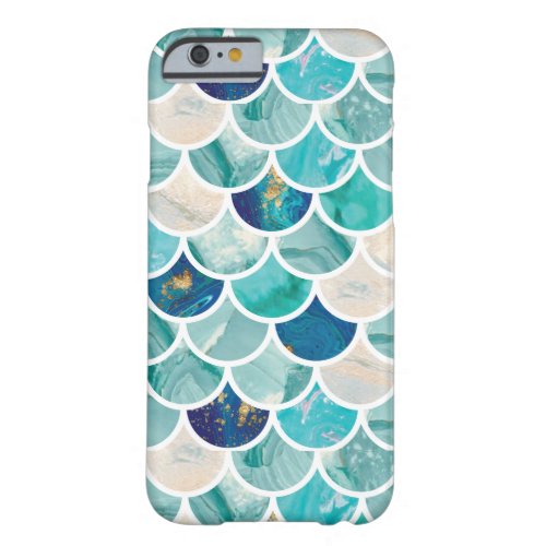 Bubbly Aqua turquoise marble mermaid fish scales Barely There iPhone 6 Case