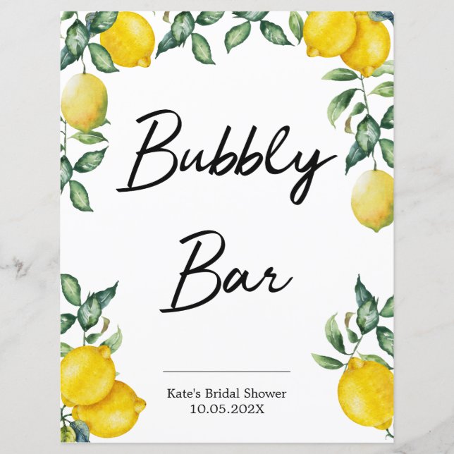 Bubbly Bar lemons sign personalized (Front)