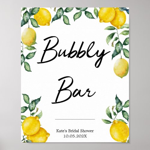 Bubbly Bar lemons sign personalized