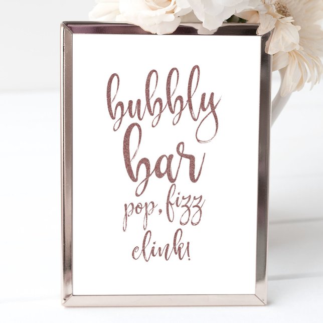 Bubbly Bar Rose Gold Glitter 8x10 Wedding Sign (Creator Uploaded)